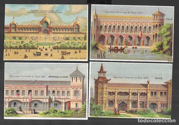 Coleccionismo Cromos antiguos: Cromo antiguo. Exposition Universelle Paris 1878 . Lote de 4 . Italie & Fa&ccedil;ad&eacute; du Palais du Champ