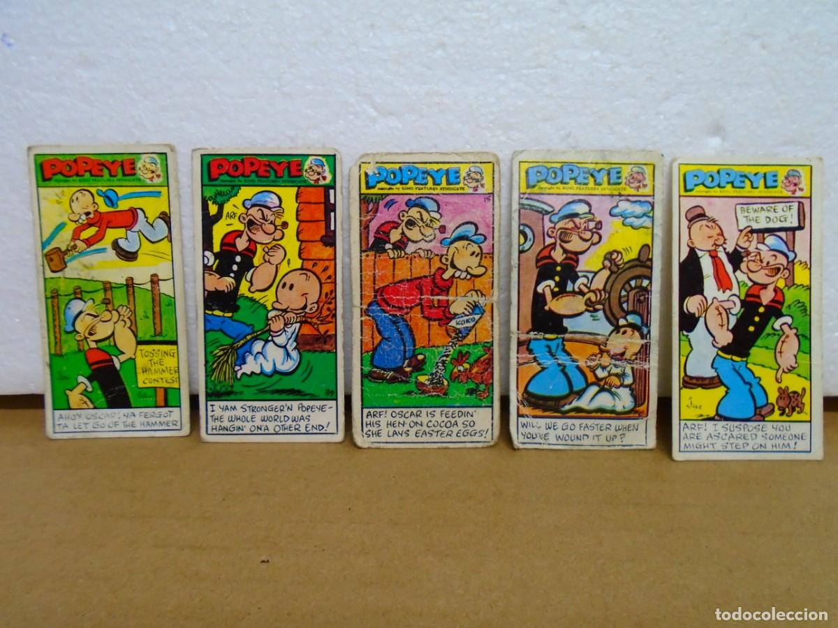 Coleccionismo Cromos antiguos: PRIMROSE,LOS DULCES SIEMPRE SON LOS MEJORES.COLECCION POPEYE.LOTE DE 5 CROMOS,A&Ntilde;OS 60.