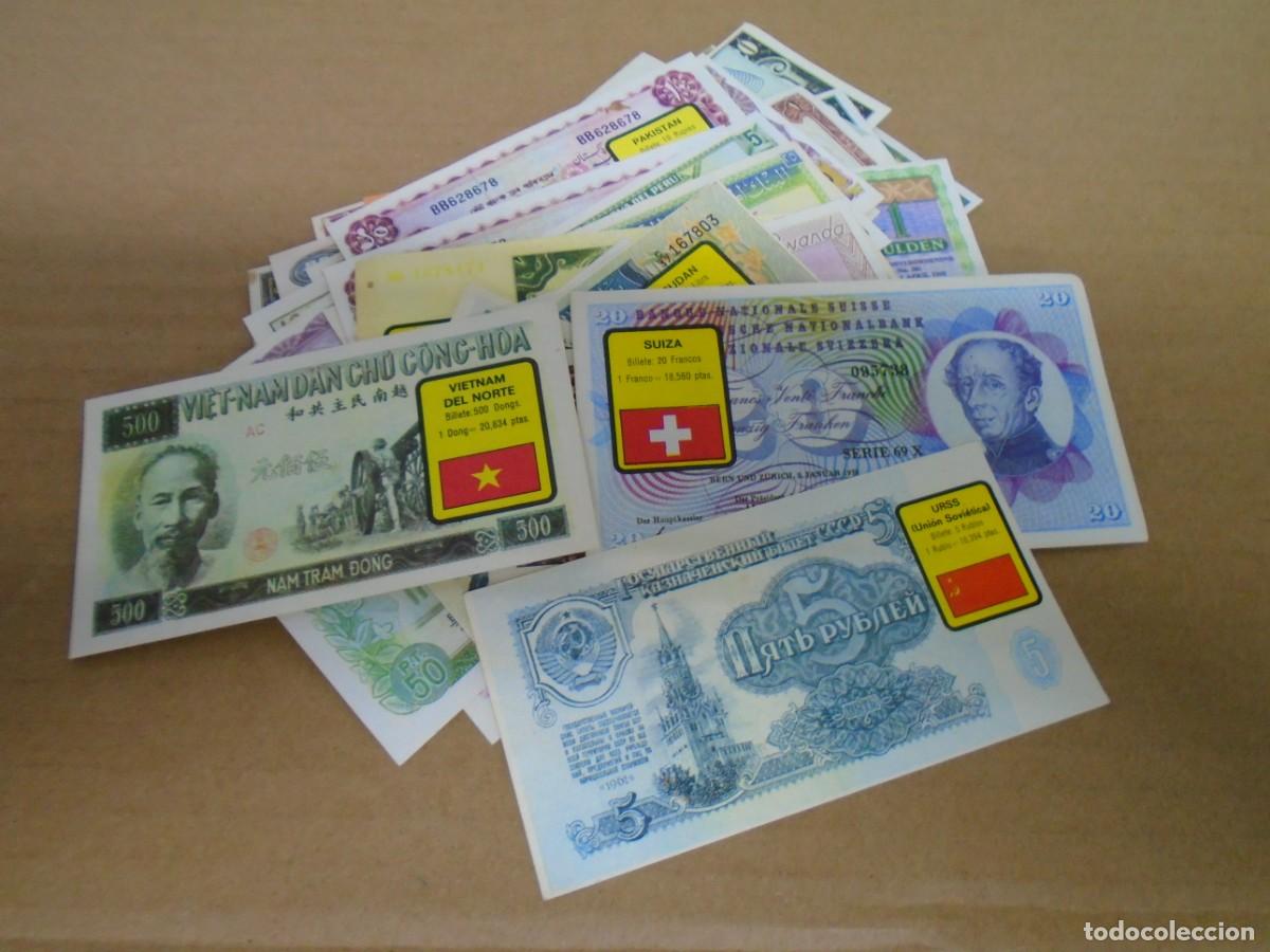 Coleccionismo Cromos antiguos: LOTE DE 93 CROMOS NUNCA PEGADOS DE LA COLECCION &rdquo;BILLETES DEL MUNDO&rdquo; ESTE ,1974.