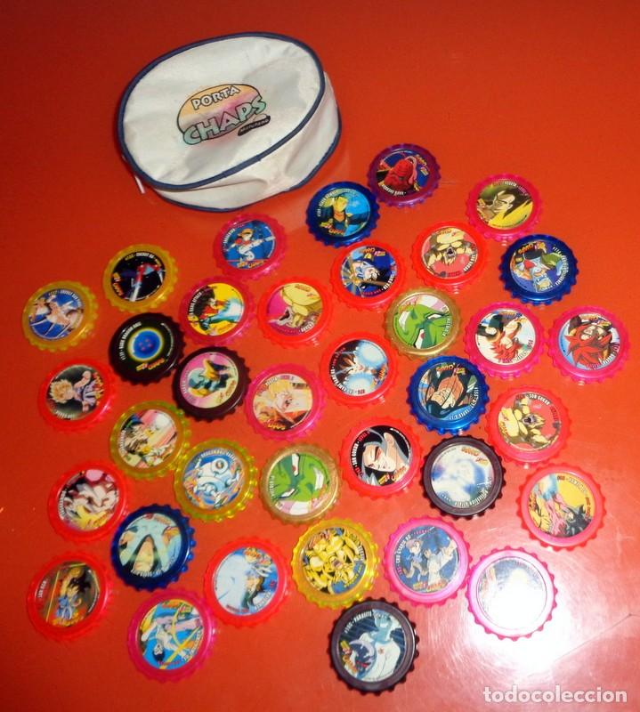 Coleccionismo Cromos antiguos: LOTE 36 TAZOS CHAPS DRAGON BALL GT BOLA DE DRAG&Oacute;N. MATUTANO A&ntilde;o 1996. TRANSPARENT. PORTA CHAPAS CHAP