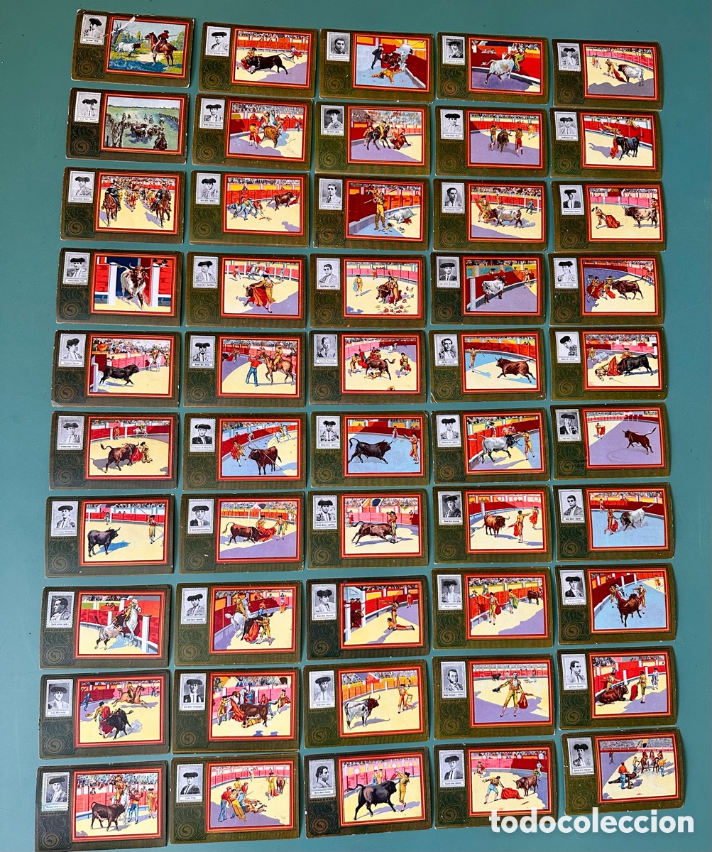 Coleccionismo Cromos antiguos: TOREROS - COLECCION COMPLETA 50 CROMOS - CHOCOLATE ANGELICAL.