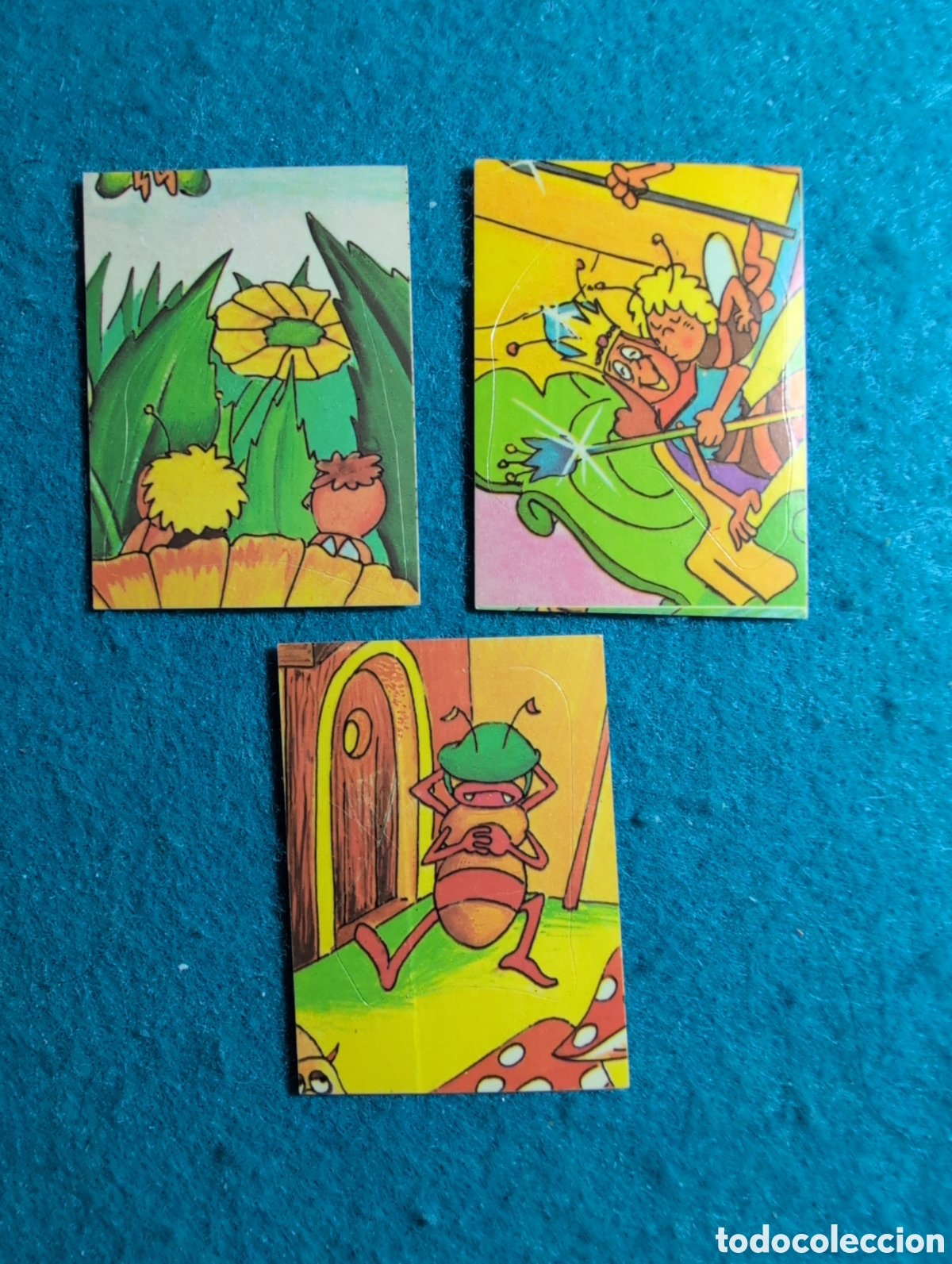 Coleccionismo Cromos antiguos: Tres cromos adhesivos de la abeja maya