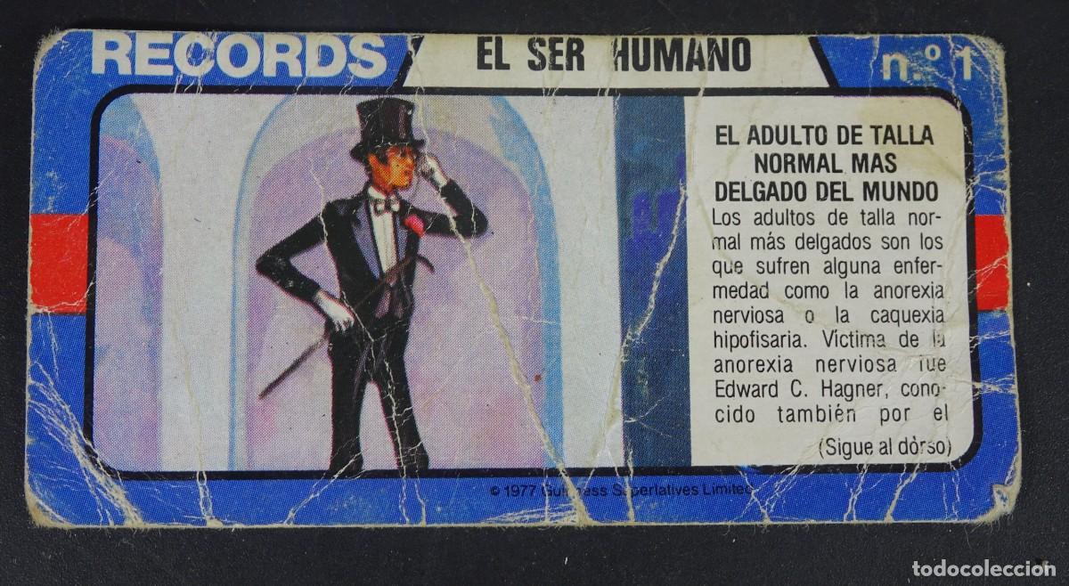 Colecionismo Cromos antigos: CROMO, LOS R&Eacute;CORDS DEL MUNDO , BIMBO , EL SER HUMANO ,N&ordm; 1, VER FOTOS