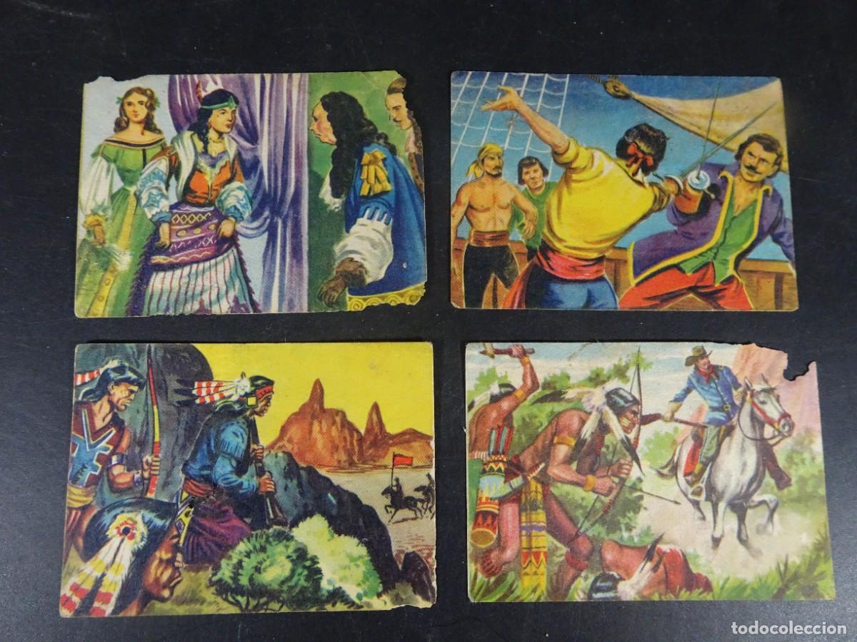 Coleccionismo Cromos antiguos: 4 ANTIGUOS CROMOS ,CONQUISTADORES, PIELES ROJAS Y COW-BOYS , VER FOTOS