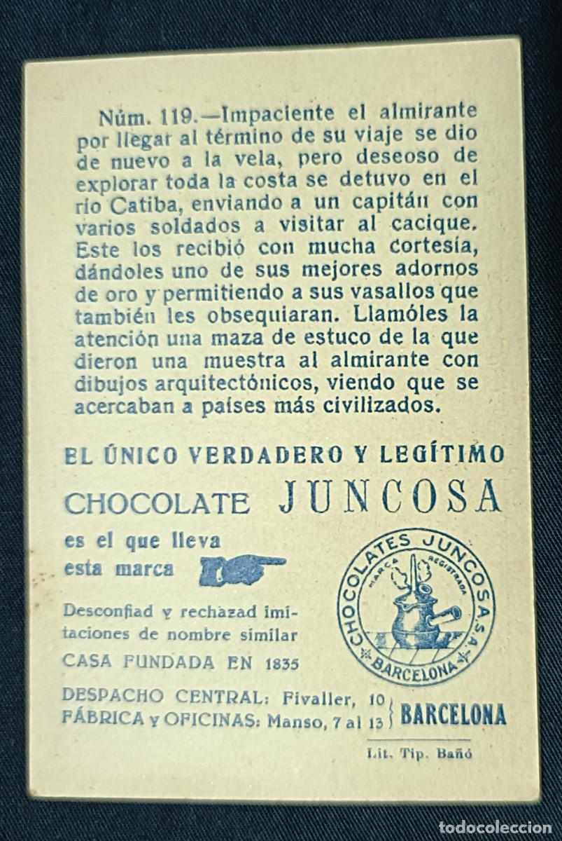 Coleccionismo cromos antiguos: CROMO CRIST&Oacute;BAL COL&Oacute;N N&ordm; 119.CHOCOLATES JUNCOSA - Foto 2