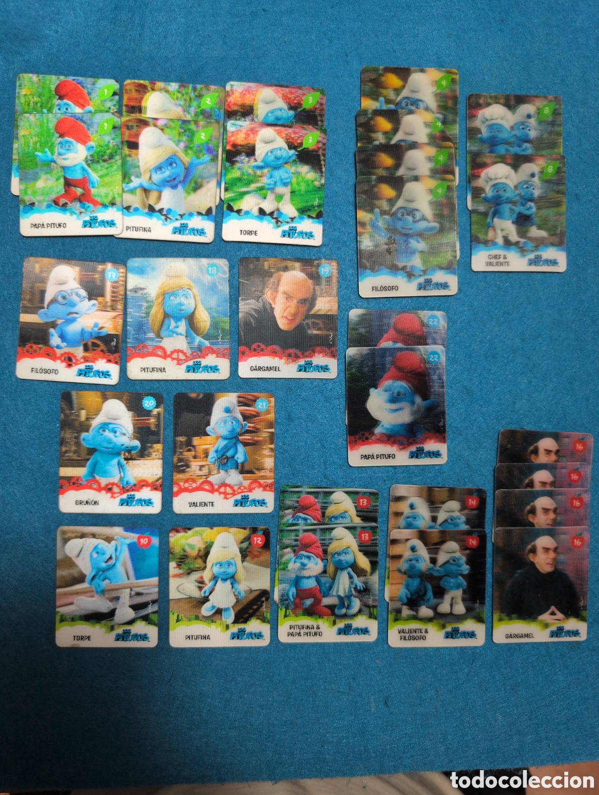 Coleccionismo Cromos antiguos: 29 Tazos los pitufos 3D hologr&aacute;ficos