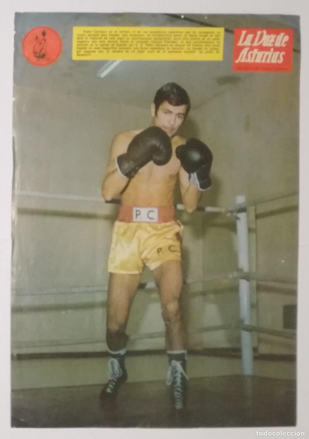 Coleccionismo Cromos antiguos: Cromo de boxeo: Pedro Carrasco; La Voz de Asturias: Medidas 30x21 cm