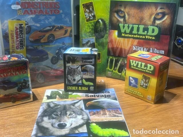 Coleccionismo Cromos antiguos: LOTE DE ALBUNES MONSTRUOS DEL ASFALTO, NATURALEZA VIVA Y NATURALEZA SALVAJE TODOS CON CAJA DE SOBRES