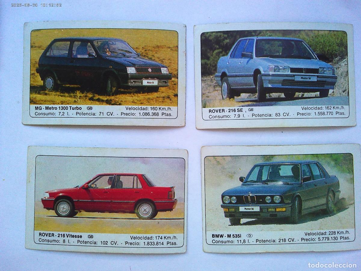 Coleccionismo Cromos antiguos: LOTE DE 4 CROMOS DE &uml; COCHES &uml; : MG, ROVER Y BMW . DE EDICIONES UNIDAS 1986