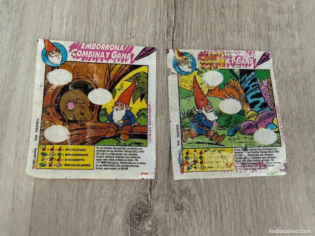 Coleccionismo Cromos antiguos: 2 cromos Chicle David el Gnomo - Emoborrona, Combina y gana