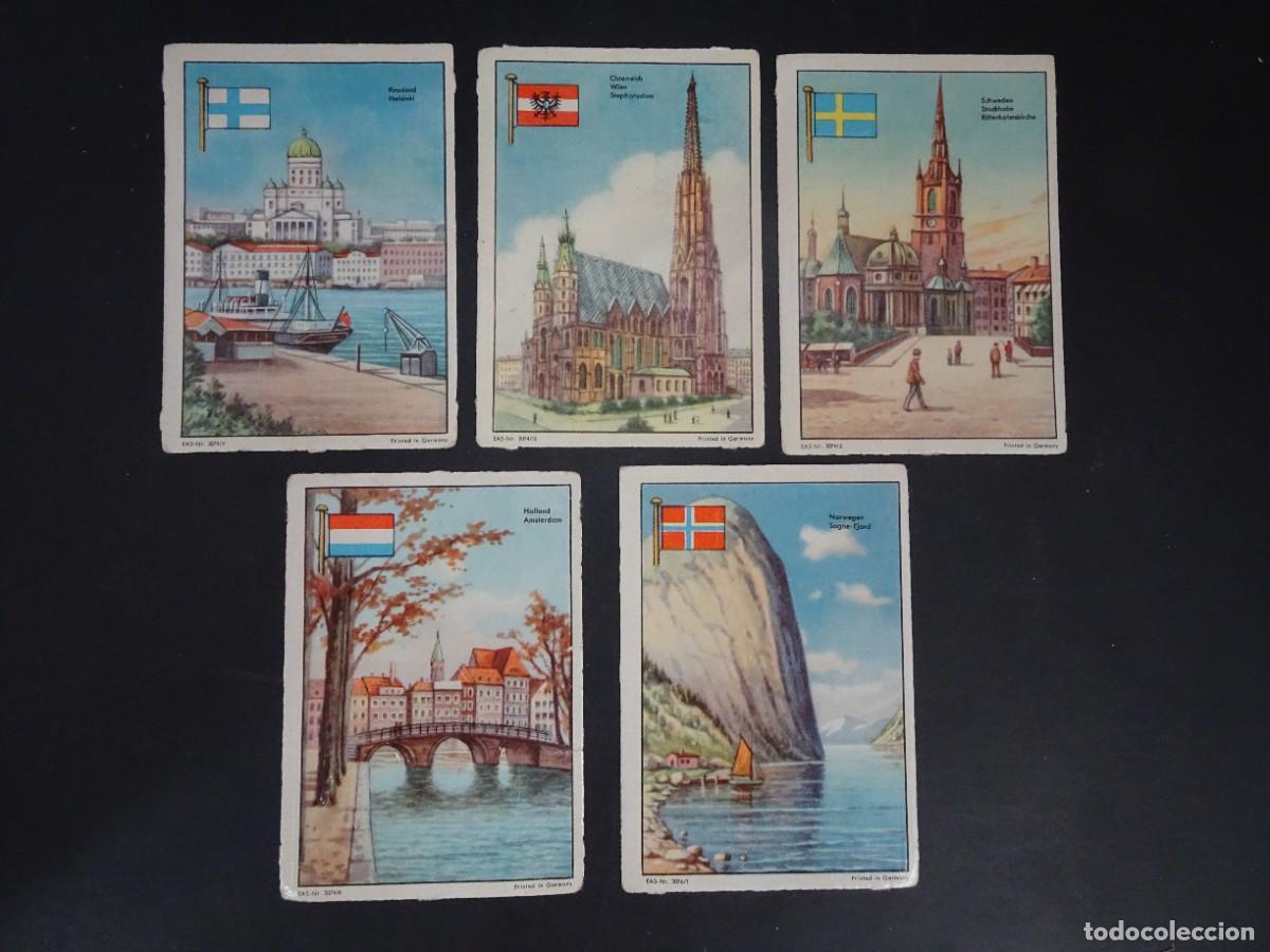 Coleccionismo Cromos antiguos: 5 ANTIGUOS CROMOS CIUDADES EUROPEAS, VER FOTOS