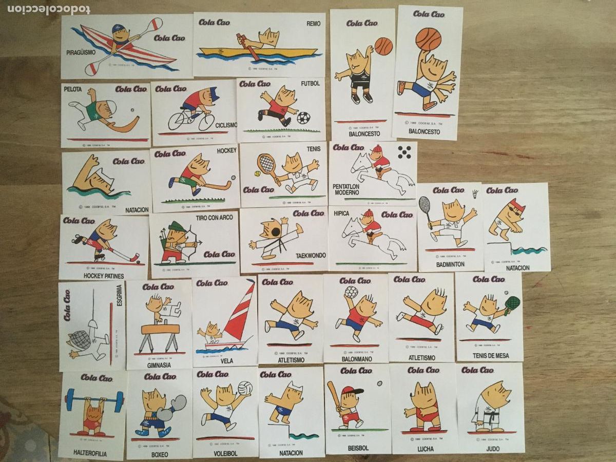 Coleccionismo Cromos antiguos: cobi cola cao mascota olimpica 31 cromos originales coleccion completa nunca pegados perfecto estado
