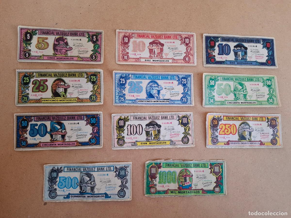 Coleccionismo Cromos antiguos: MORTADELO LOTE 11 BILLETES DIFERENTES - FINANCIAL V&Aacute;ZQUEZ BANK