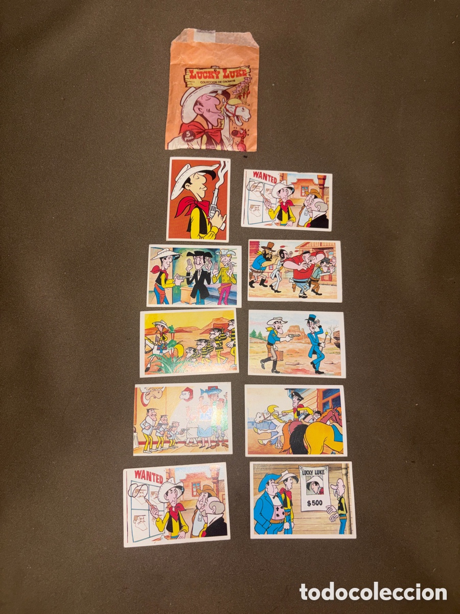 Coleccionismo Cromos antiguos: Sobre Lucky luke 5 ptas,abierto con 10 cromos,EDICIONES ESTE*ver fotos*