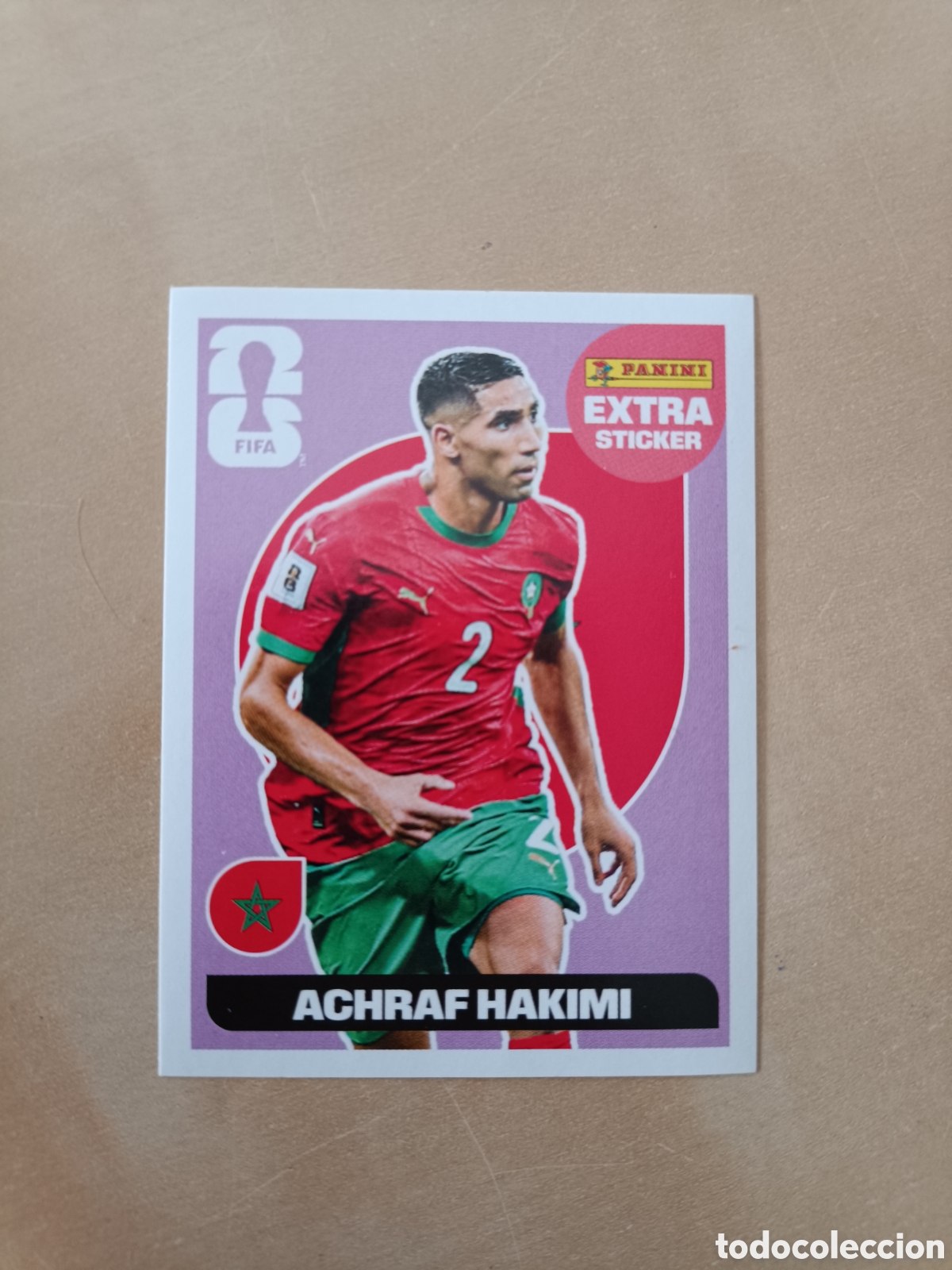 Coleccionismo Cromos antiguos: ACHRAF HAKIMI EXTRA STICKER PANINI FIFA 2026 26 MUNDIAL WORLD CUP MORADO BASE VIOLETA