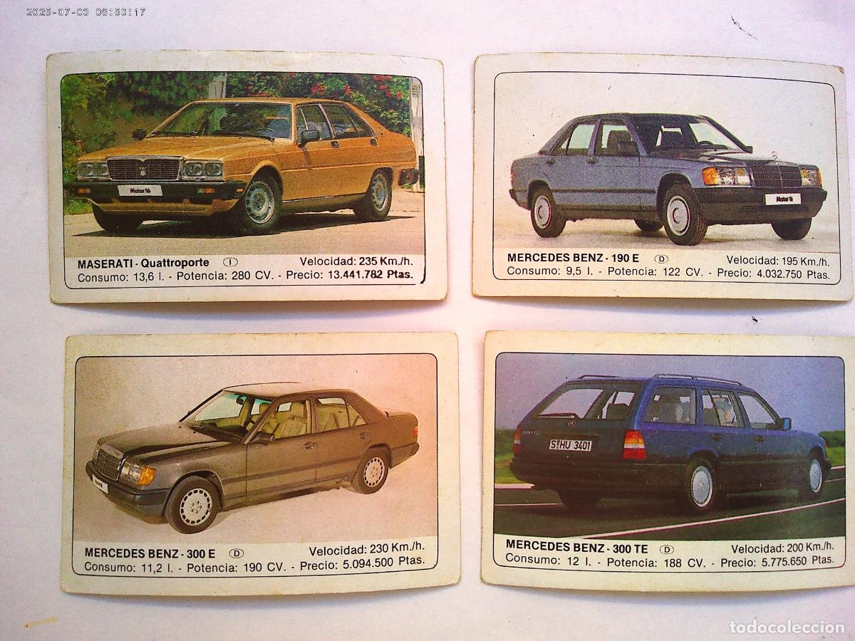 Collectionnisme Cartes &agrave; collectionner anciennes: LOTE DE 4 CROMOS DE &uml; COCHES &uml;: MASERATI Y MERCEDES BENZ . EDICIONES UNIDAS , 1986