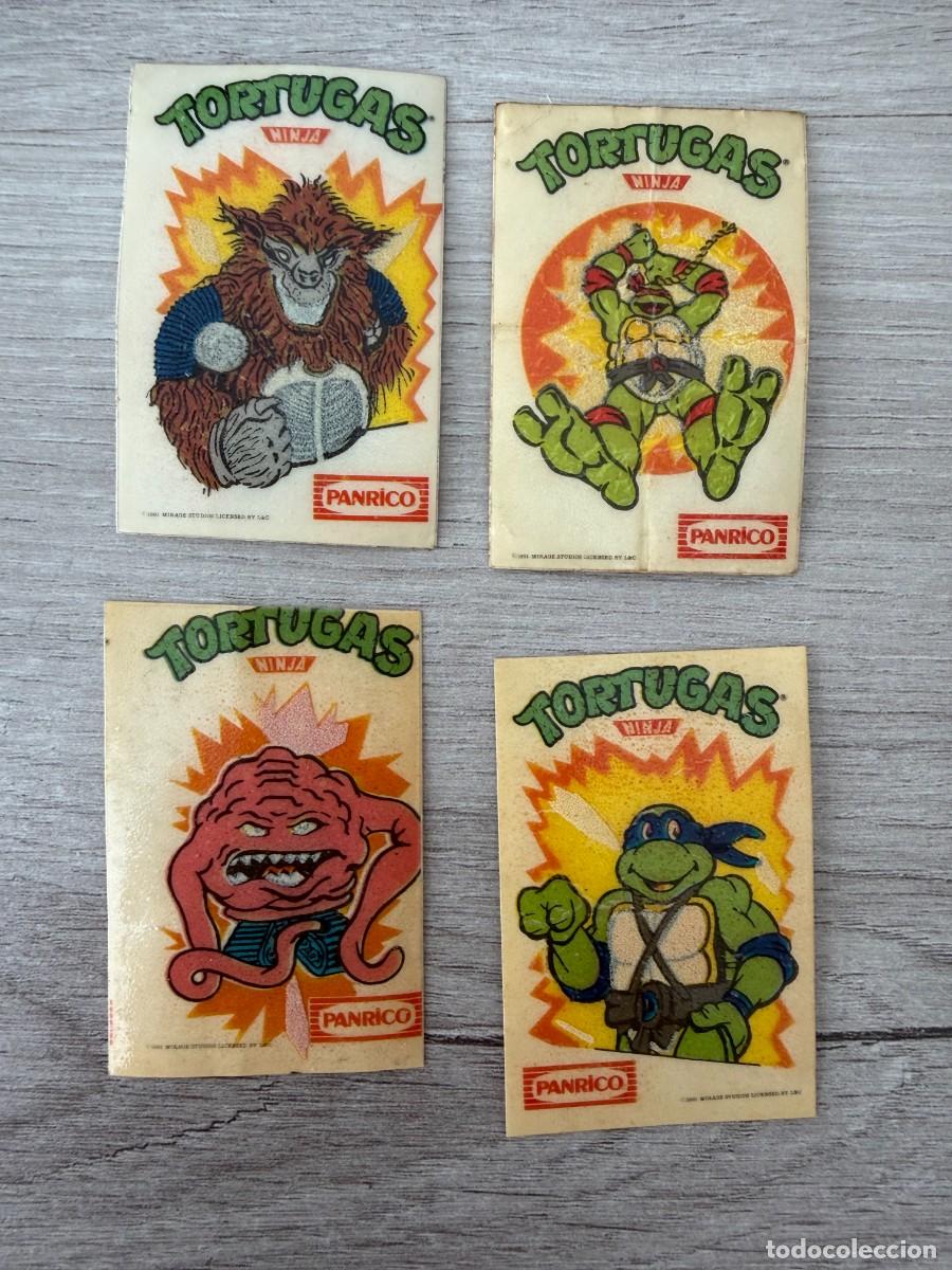 Coleccionismo Cromos antiguos: 4 cromos adhesivos luminiscentes Tortugas Ninja Panrico