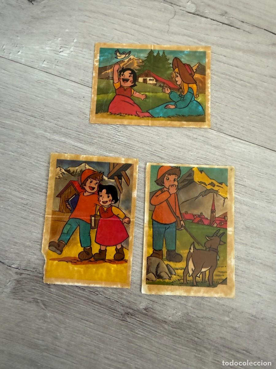 Coleccionismo Cromos antiguos: 3 cromos Panrico - Heidi dibujos animados