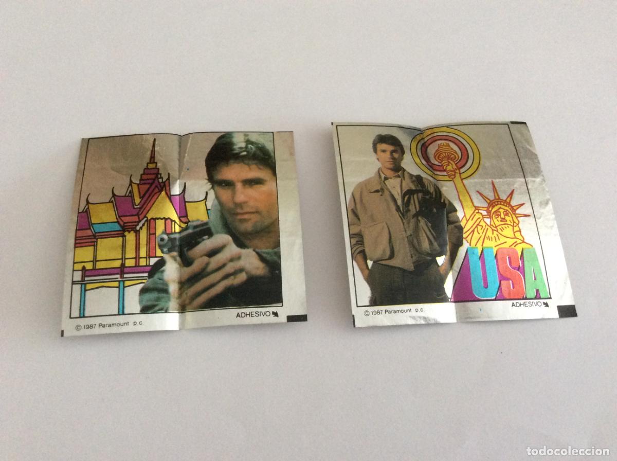 Coleccionismo Cromos antiguos: MACGYVER 2 CROMOS CHICLE