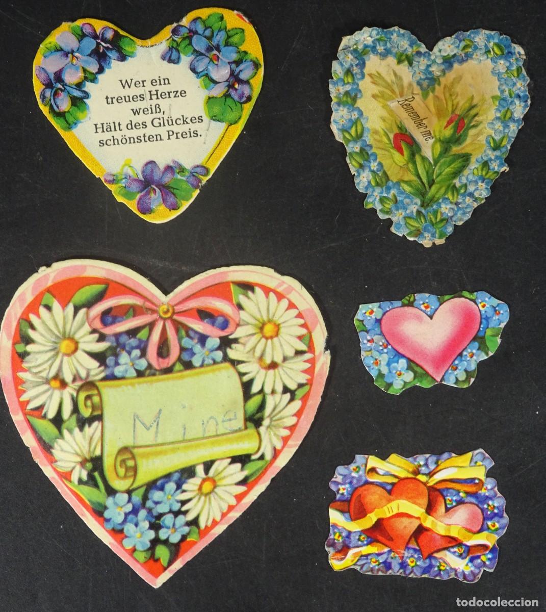 Coleccionismo Cromos antiguos: LOTE ANTIGUOS CROMOS TROQUELADOS, CORAZONES, VER FOTOS