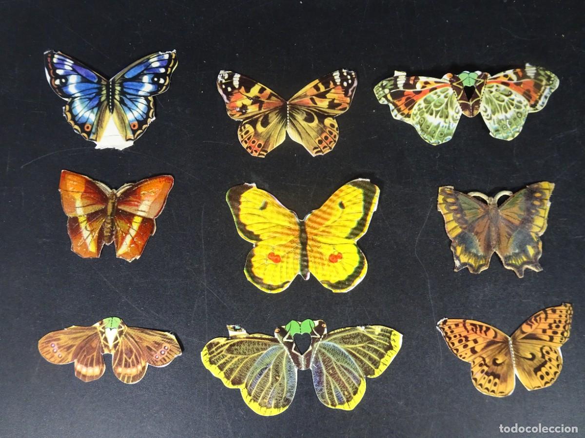 Collectable Antique Stickers: 9 ANTIGUOS CROMOS TROQUELADOS, MARIPOSAS, VER FOTOS
