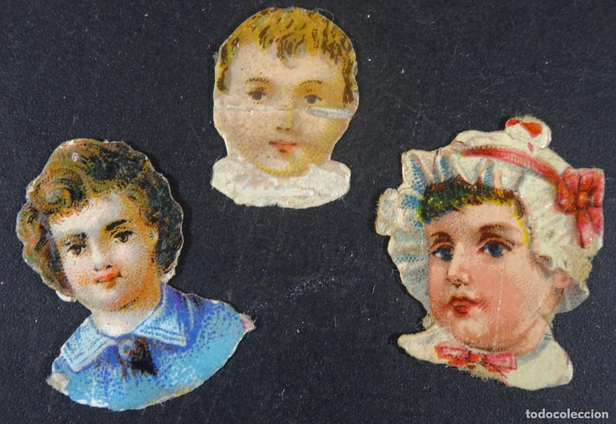 Coleccionismo Cromos antiguos: 3 ANTIGUOS CROMOS TROQUELADOS, CARAS NI&Ntilde;OS MINIATURAS, VER FOTOS