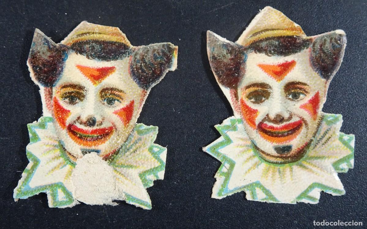 Coleccionismo Cromos antiguos: 2 ANTIGUOS CROMOS TROQUELADOS, CARAS PAYASOS, VER FOTOS