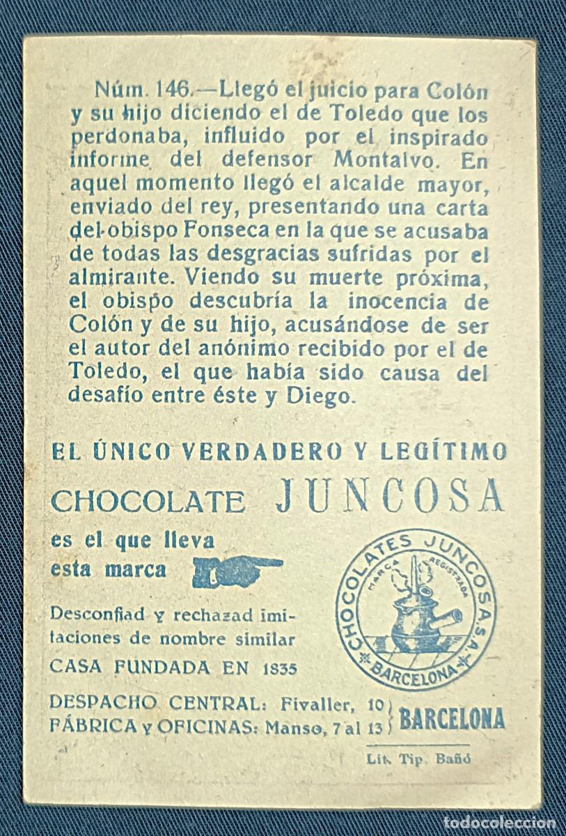 Coleccionismo cromos antiguos: CROMO CRIST&Oacute;BAL COL&Oacute;N N&ordm; 146.CHOCOLATES JUNCOSA - Foto 2