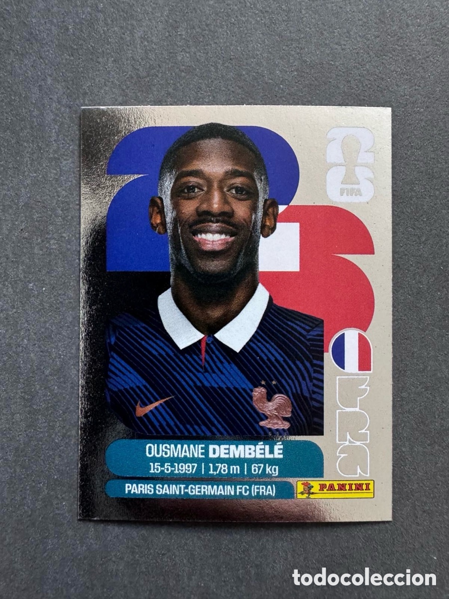 Collectable Antique Stickers: Ousmane Dembele Sticker Panini World Cup 2026 Silver France FRA15