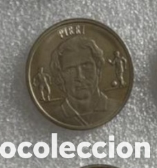 Coleccionismo Cromos antiguos: PIRRI MONEDA COLECCION OFICIAL DEL REAL MADRID 1902-2000