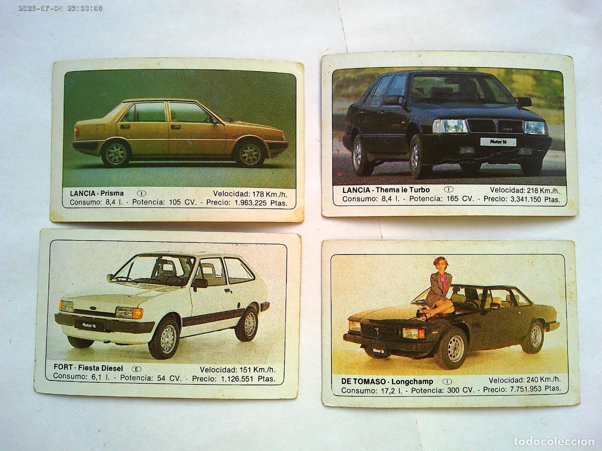 Coleccionismo Cromos antiguos: LOTE DE 4 CROMOS DE &uml; COCHES &uml; : LANCIA , DE TOMASO Y FORT. DE EDICIONES UNIDAS 1986