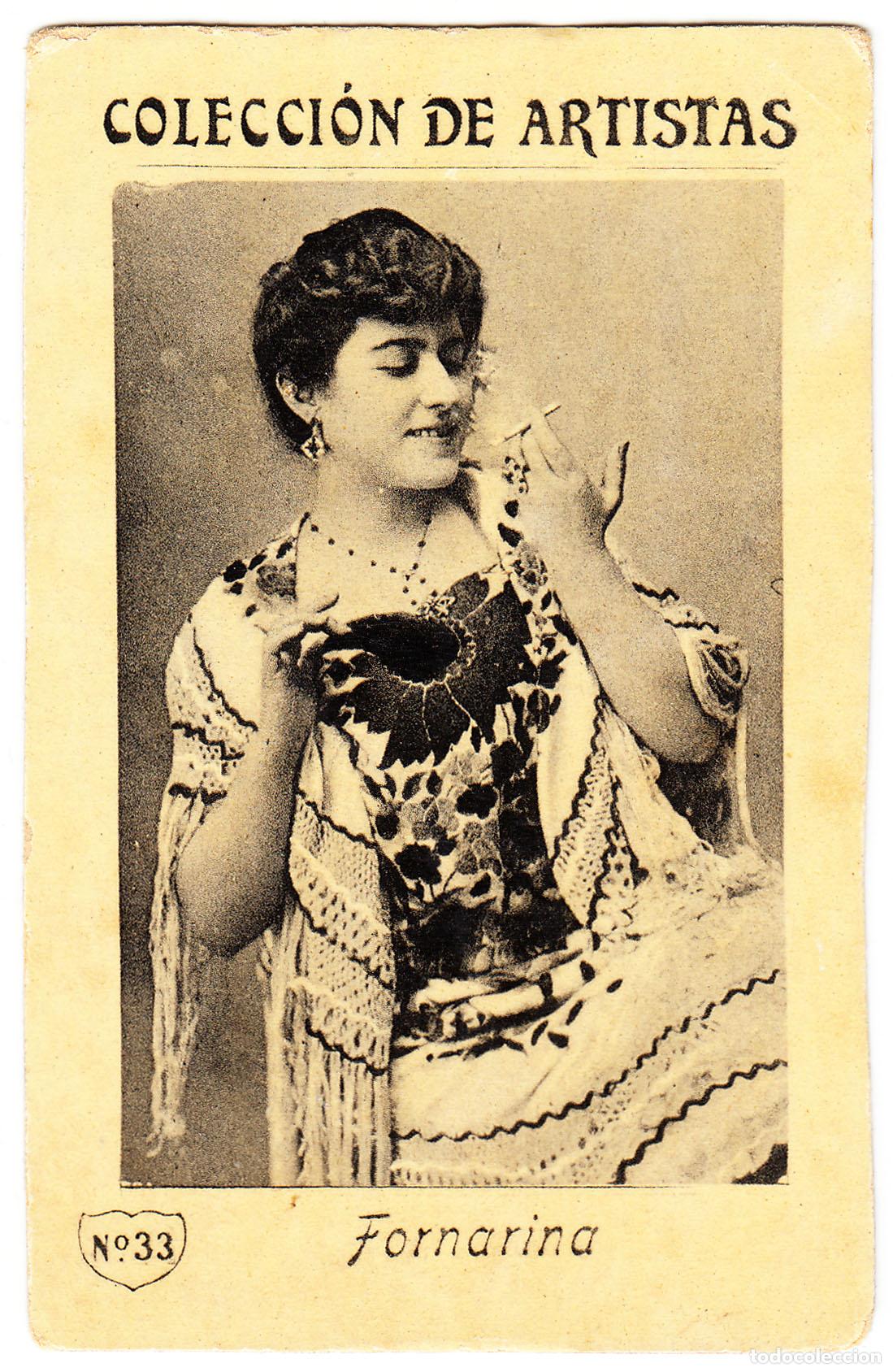 Coleccionismo Cromos antiguos: Fototipia Consuelo Vello La Fornarina con mant&oacute;n de Manila Colecci&oacute;n de artistas N.&ordm; 33 Cupletista