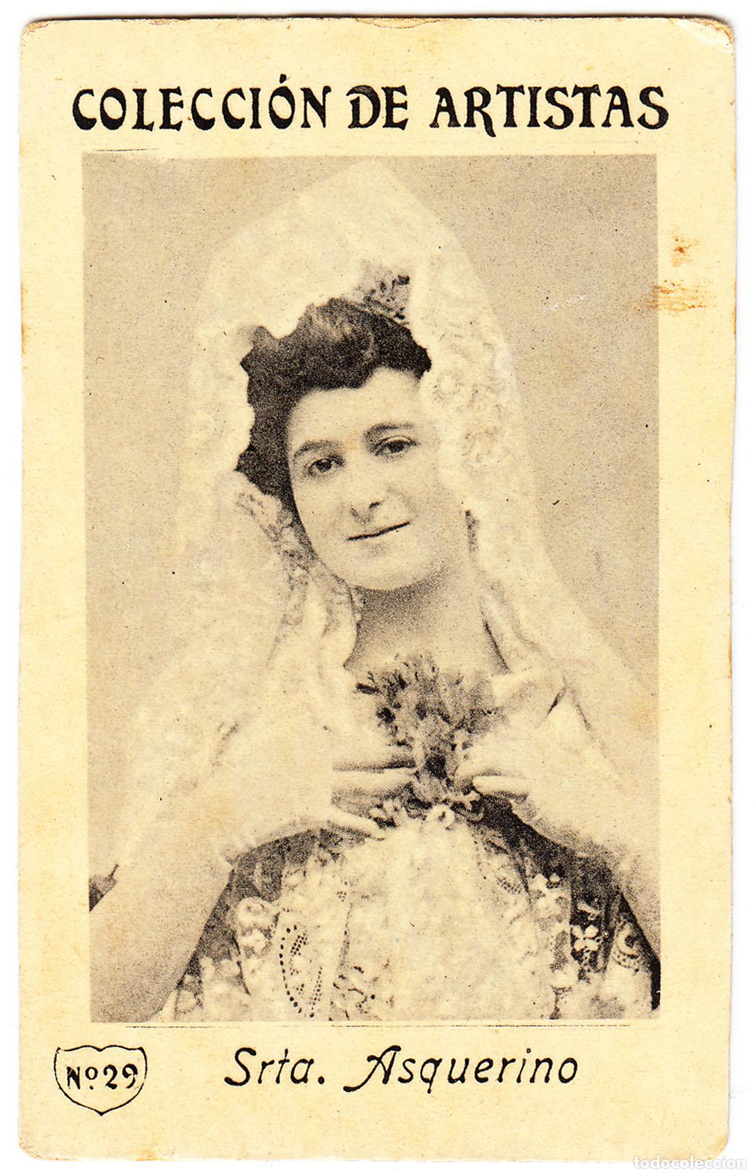 Coleccionismo Cromos antiguos: Fototipia Matilde Asquerino con mantilla Colecci&oacute;n de artistas N&ordm; 29 Actriz Teatro