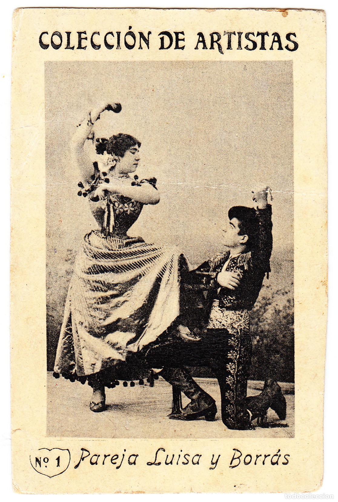 Coleccionismo Cromos antiguos: Fototipia Pareja de baile Luisa y Borr&aacute;s Colecci&oacute;n de artistas N&ordm; 1 Bailarines Danza Teatro