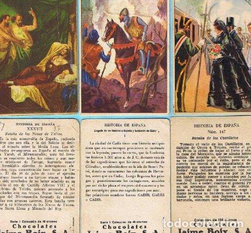 Sammeln alte Sammelbilder: LOTE. CROMOS SUELTOS; 0,50 &euro;. HISTORIA DE ESPA&Ntilde;A. COLECCION DE 156 CROMOS. CHOCOLATES JAIME BOIX