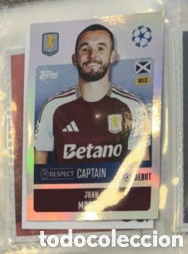 Coleccionismo Cromos antiguos: John mcGinn Aston Villa Champions League Topps 2024 2025 Cromo carta