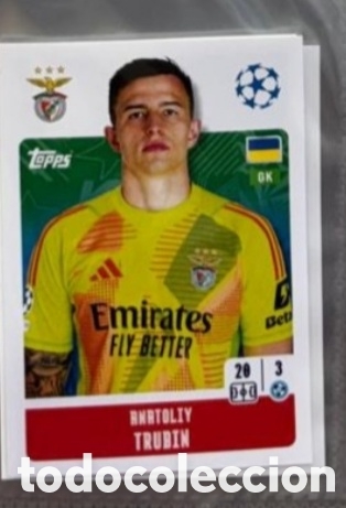 Coleccionismo Cromos antiguos: Trubin Benfica Champions League Topps 2024 2025 Cromo carta