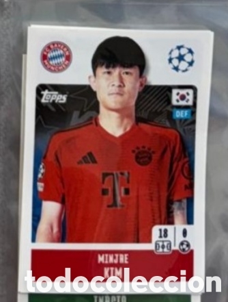 Coleccionismo Cromos antiguos: Kim Min Jae Bayern M&uacute;nich Champions League Topps 2024 2025 Cromo carta