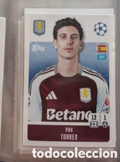 Coleccionismo Cromos antiguos: Pau Torres Aston Villa Champions League Topps 2024 2025 Cromo carta