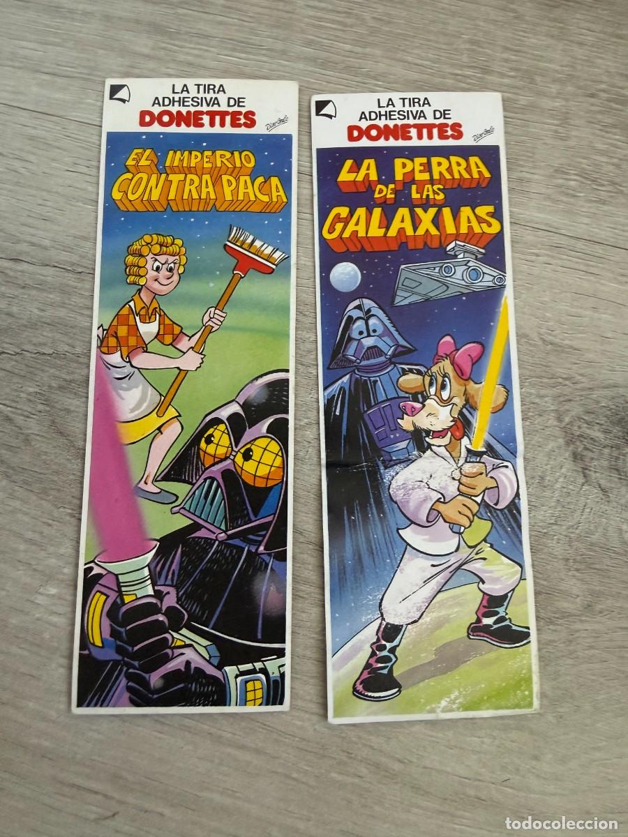 Coleccionismo Cromos antiguos: 2 tiras adhesivas de Donettes - Star Wars La guerra de las galaxias