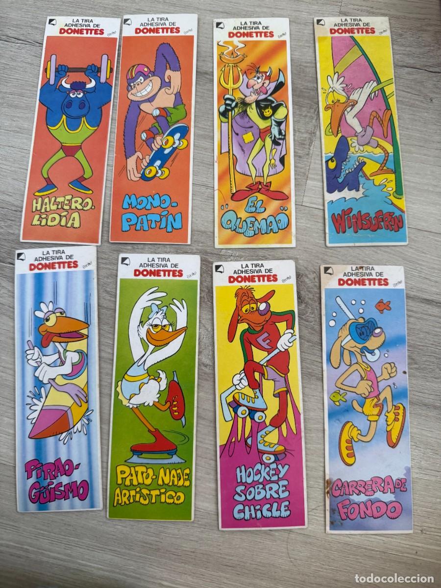 Coleccionismo Cromos antiguos: 8 tiras adhesivas de Donettes - Animales Deportistas