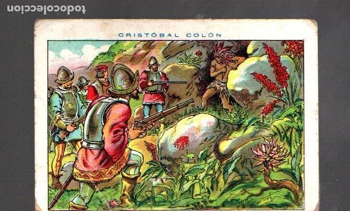 Coleccionismo Cromos antiguos: CROMO DE CRIST&Oacute;BAL COL&Oacute;N N&ordm; 100 PUBLICIDAD CHOCOLATE JUNCOSA