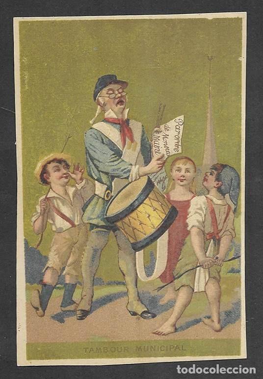 Coleccionismo Cromos antiguos: Cromo antiguo. Tambour Municipal. Reuniones de Carnaval Juventud Villanovesa. Imp, Mil&aacute; 1886?