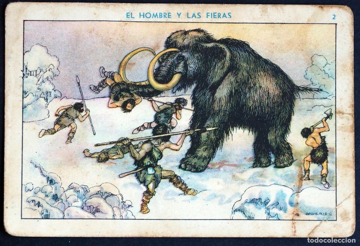 Coleccionismo Cromos antiguos: ANTIGUO CROMO: EL HOMBRE Y LAS FIERAS. CAZA DEL MAMUT. N&ordm; II. CHOCOLATES EDUARDO P&Iacute;