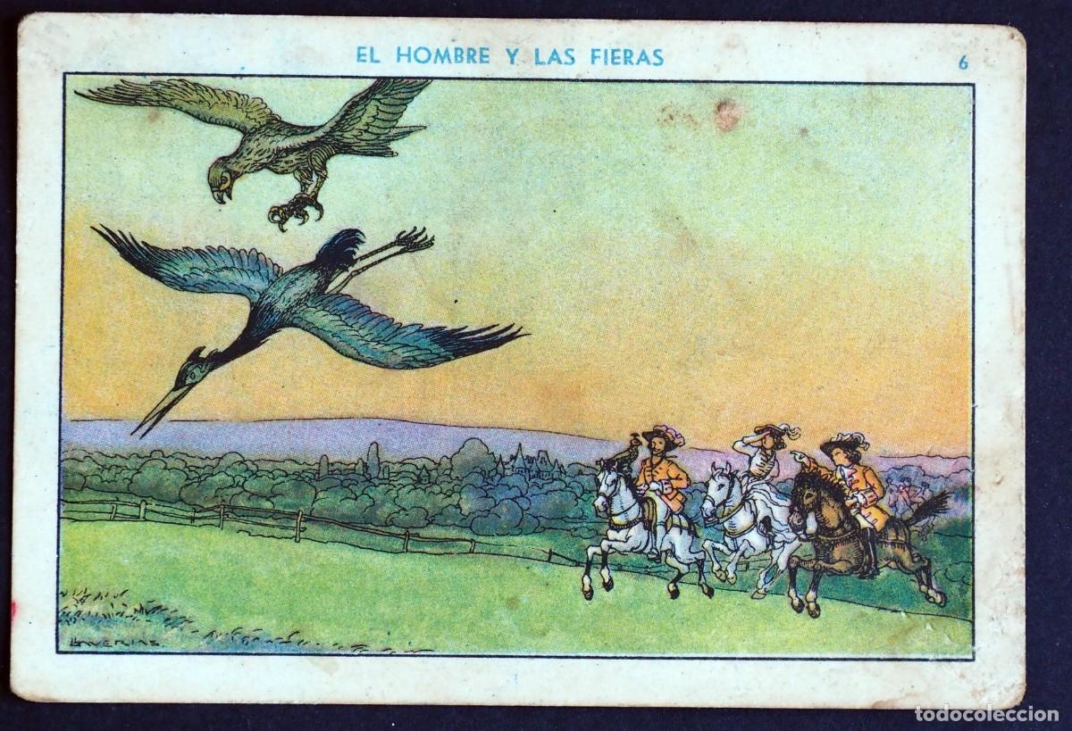 Coleccionismo Cromos antiguos: ANTIGUO CROMO: EL HOMBRE Y LAS FIERAS. CAZA DE LA GARZA REAL. N&ordm; VI. CHOCOLATES EDUARDO P&Iacute;