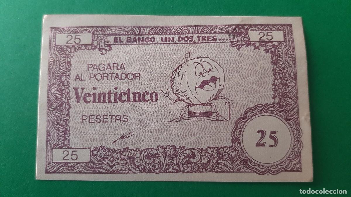 Coleccionismo Cromos antiguos: (BILLETE) BILLETE DE 25 PESETAS DEL JUEGO UN, DOS, TRES
