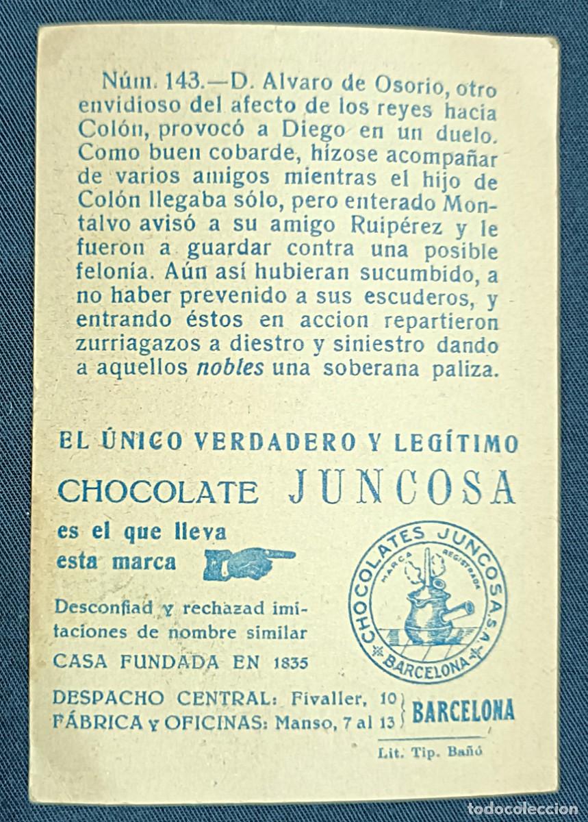 Coleccionismo cromos antiguos: CROMO CRIST&Oacute;BAL COL&Oacute;N N&ordm; 143.CHOCOLATES JUNCOSA - Foto 2