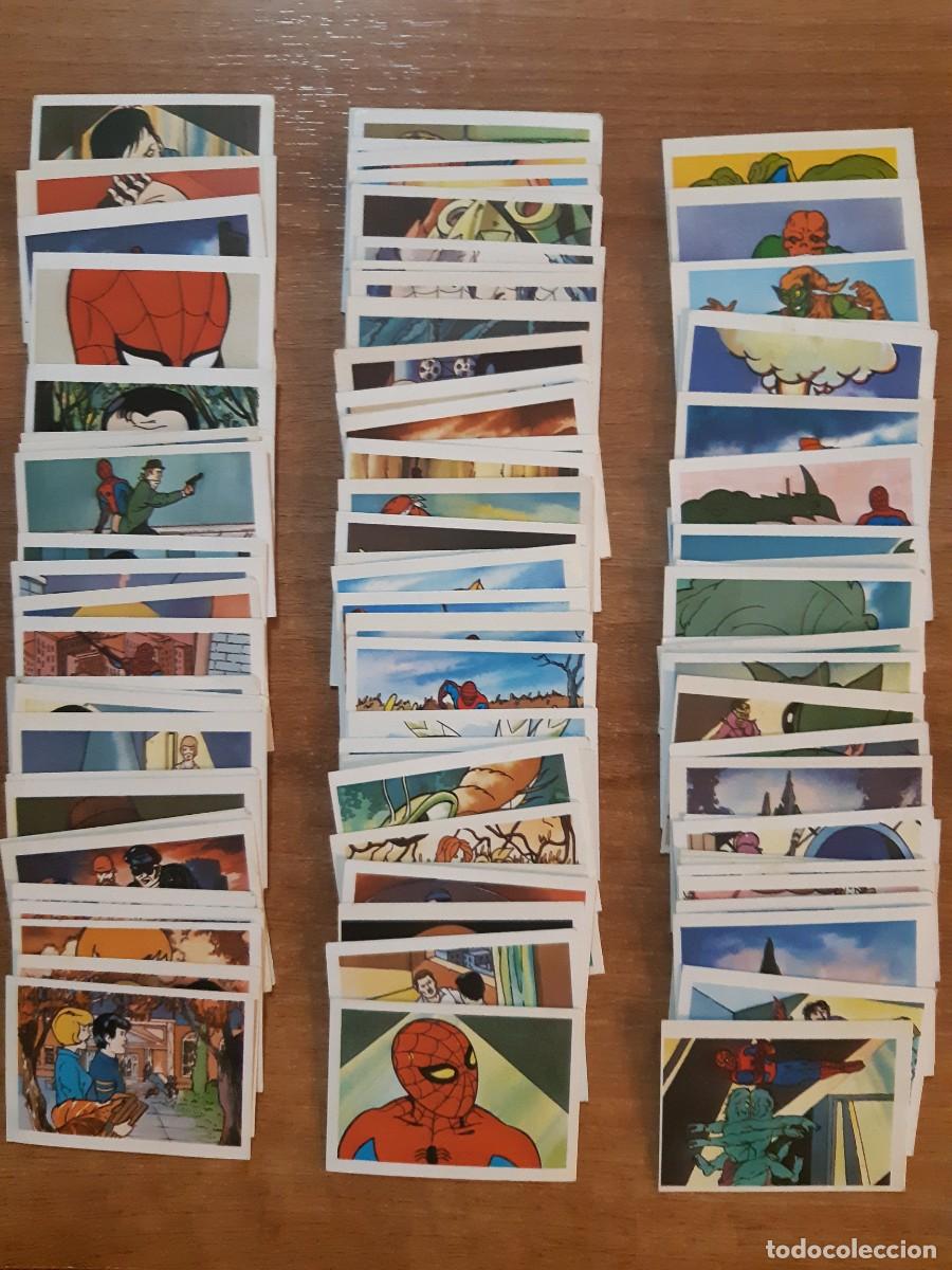Coleccionismo Cromos antiguos: LOTE 91 CROMOS DIFERENTES SPIDER-MAN SPIDERMAN ED. FHER MARVEL 1981. NUNCA PEGADOS, SIN PEGAR