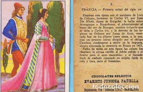 Coleccionismo cromos antiguos: CROMOS SUELTOS; 0,30 &euro;. EL TRAJE A TRAVES DE LOS SIGLOS. EDAD MEDIA. CH. EVARISTO JUNCOSA PA&Ntilde;ELLA.
