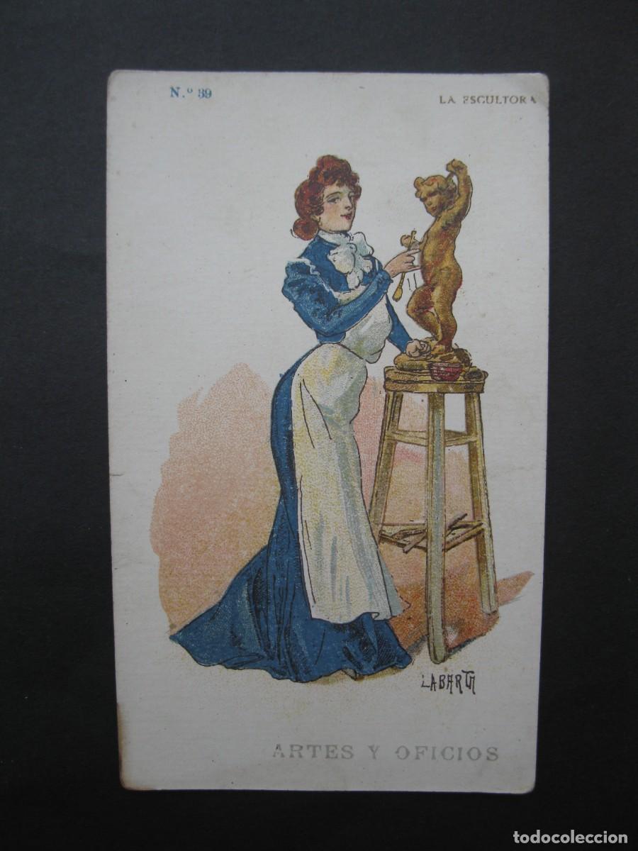 Coleccionismo Cromos antiguos: ARTES Y OFICIOS - CROMO N&ordm; 39 - LA ESCULTORA - CHOCOLATES JAIME BOIX.